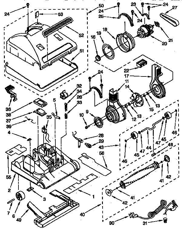 Kenmore 1163461090 nozzle and motor parts diagram