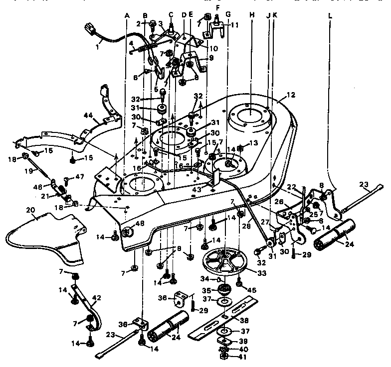 Murray 403133 blade housing lower half diagram