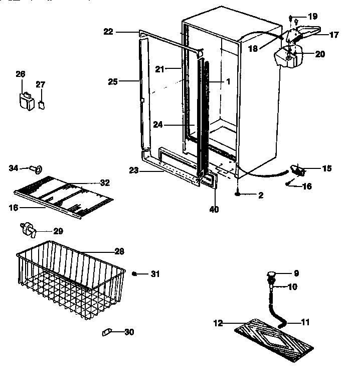 Kenmore 2539235411 cabinet parts diagram