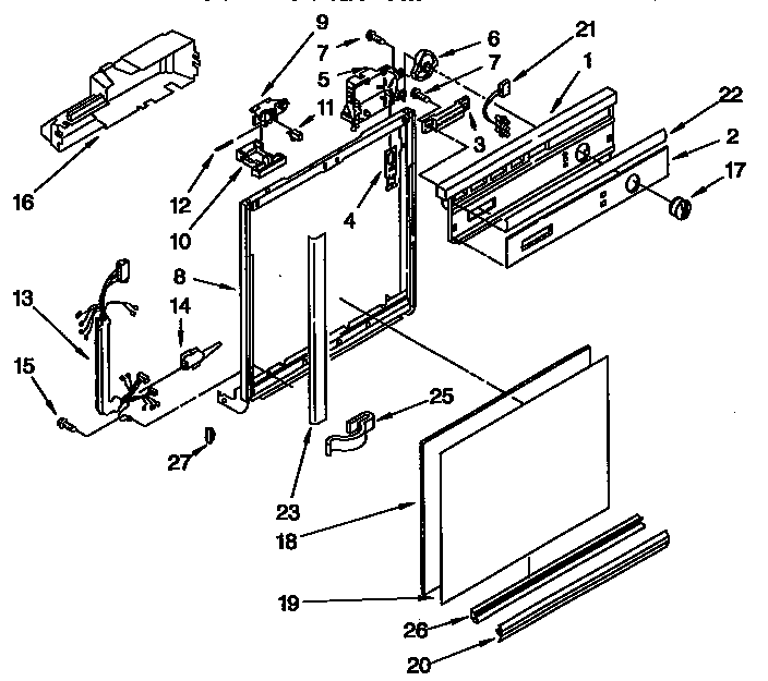 Whirlpool DU8900XY2 frame and console parts diagram