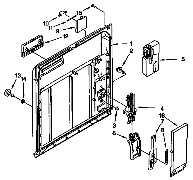 Whirlpool DU8900XY2 inner door parts diagram
