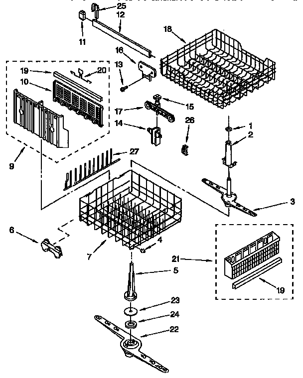 Whirlpool DU8900XY2 dishrack parts diagram