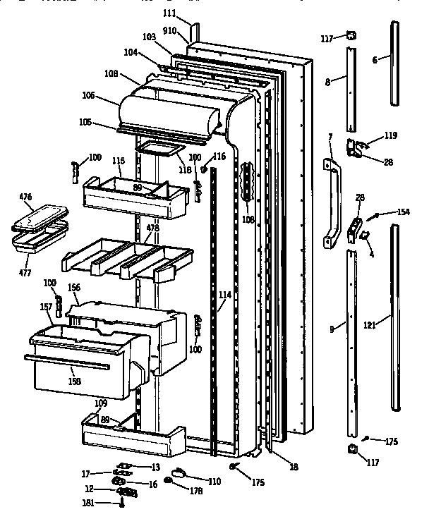 Kenmore 3639537711 fresh food door diagram