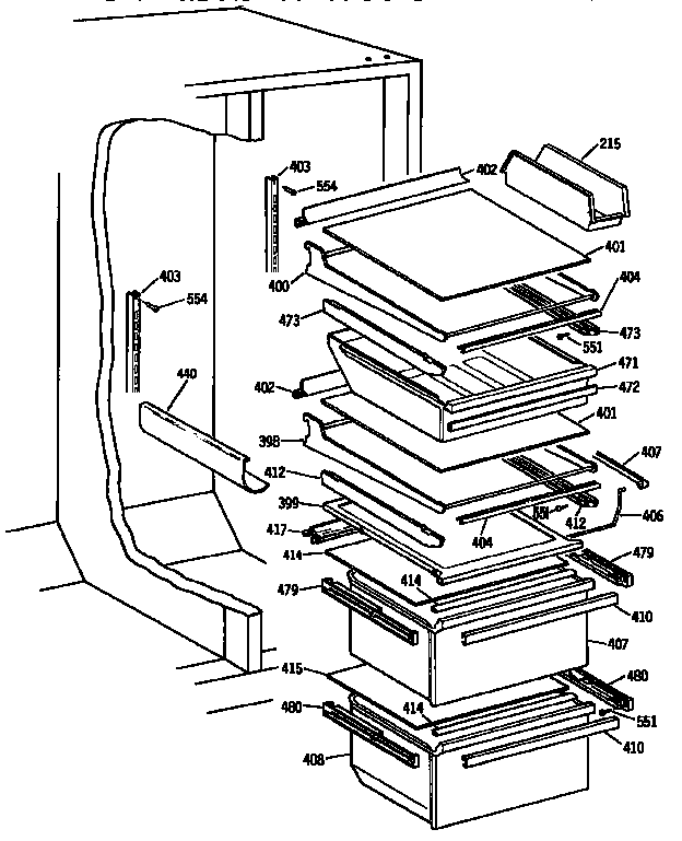 Kenmore 3639537711 fresh food section diagram