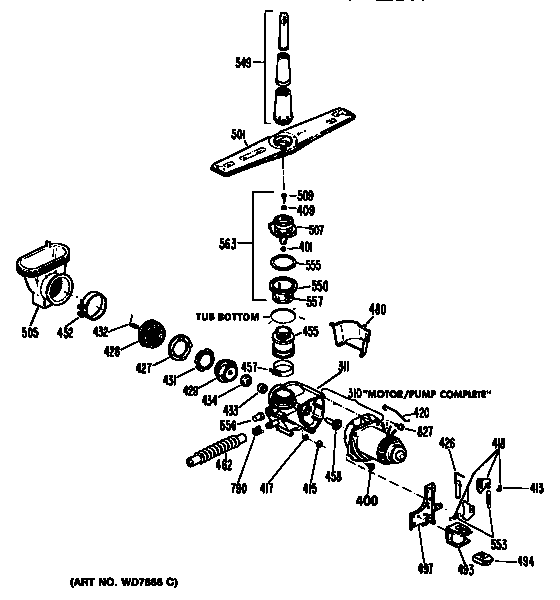 Kenmore 3631404593 motor pump mechanism diagram