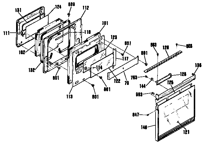 Kenmore 9114132993 upper door section diagram