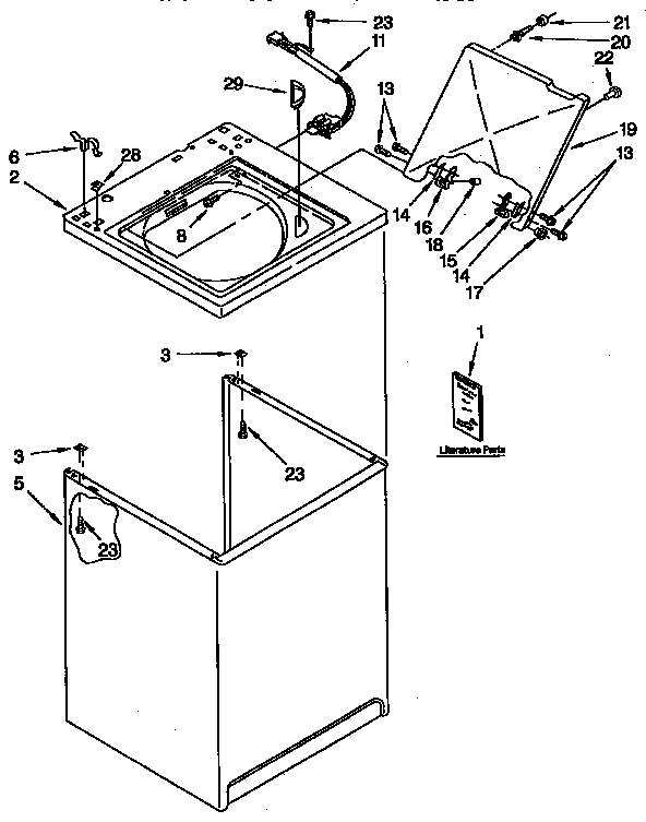Kenmore 11092572100 top and cabinet parts diagram