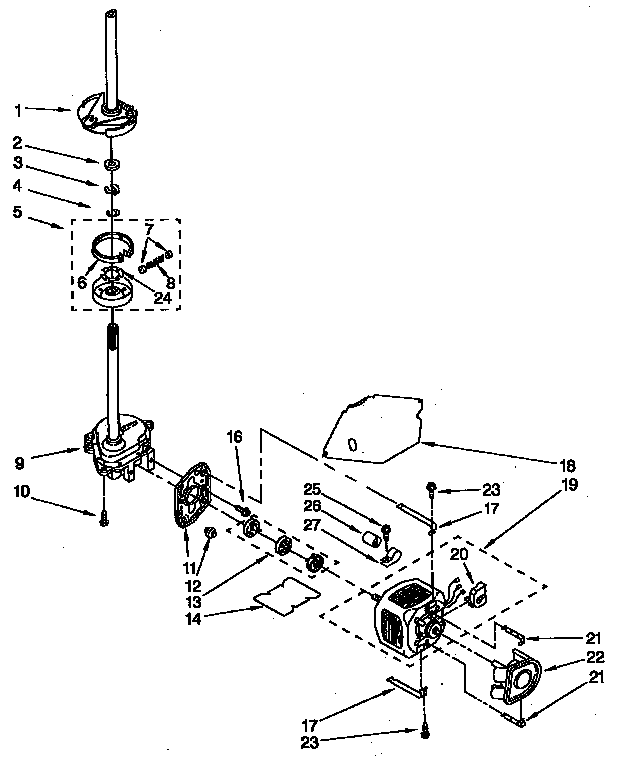 Kenmore 11092572100 brake, clutch, gearcase, motor and pump parts diagram