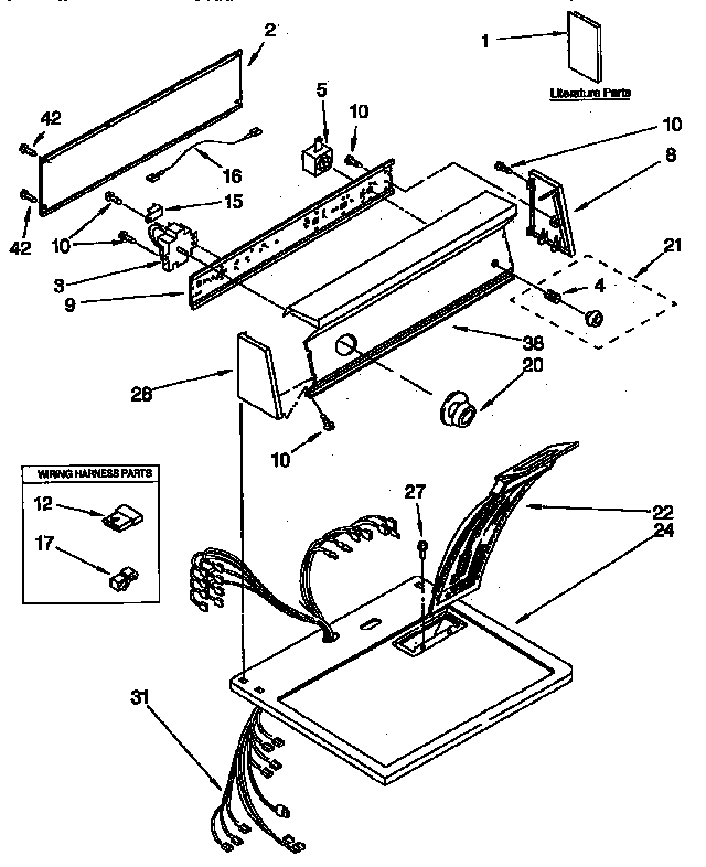 Kenmore 11097564800 top and console parts diagram