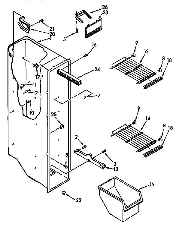 Kenmore 1069532811 freezer liner parts diagram