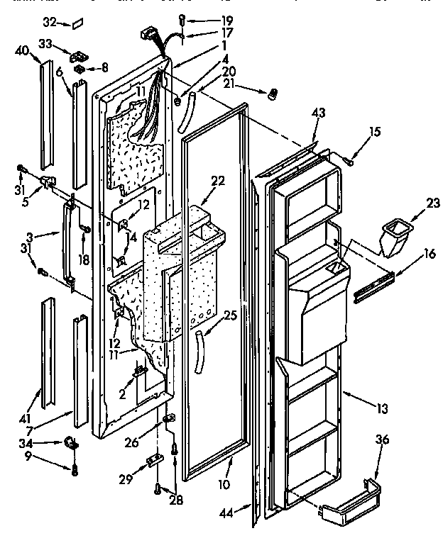 Kenmore 1069532811 freezer door parts diagram