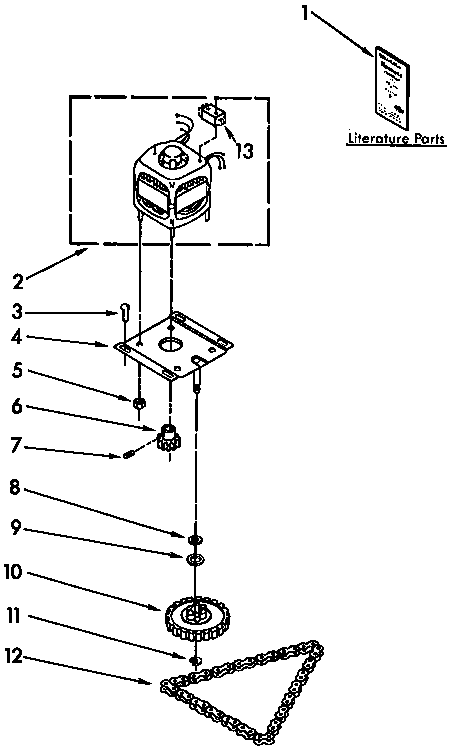Kenmore 6651350593 motor and drive parts diagram