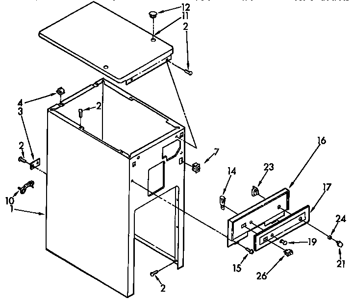 Kenmore 6651350593 cabinet and control parts diagram