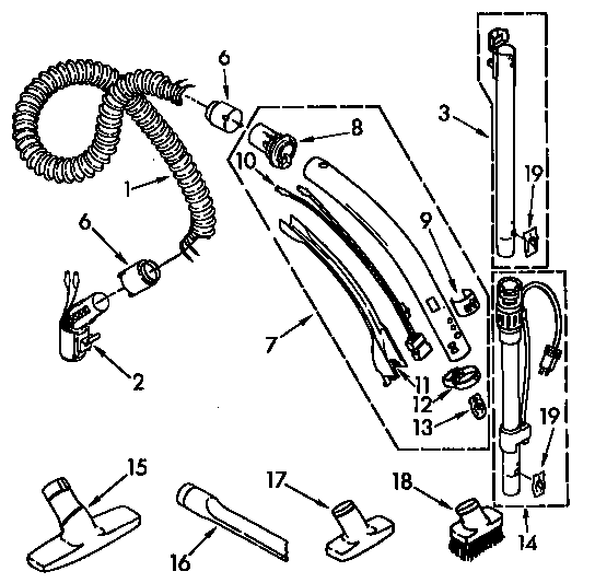 Kenmore 1165481190 hose and attachment parts diagram