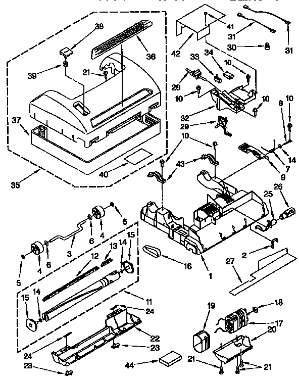 Kenmore 1163481290 nozzle and motor parts diagram