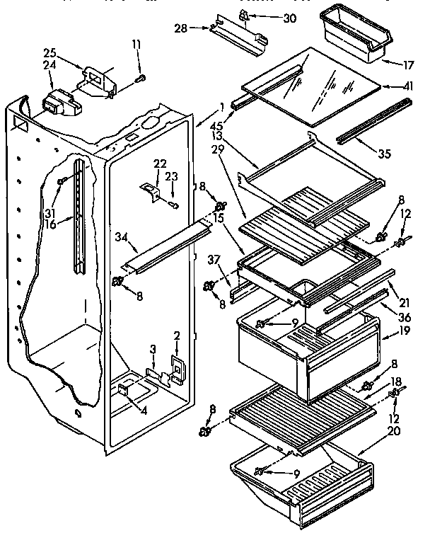 Kenmore 1069432481 refrigerator liner parts diagram