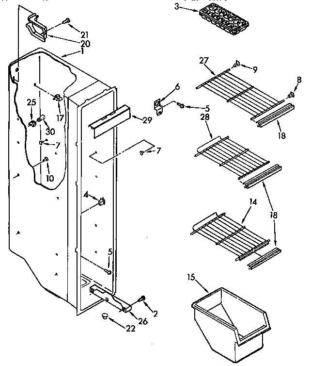 Kenmore 1069432481 freezer liner parts diagram