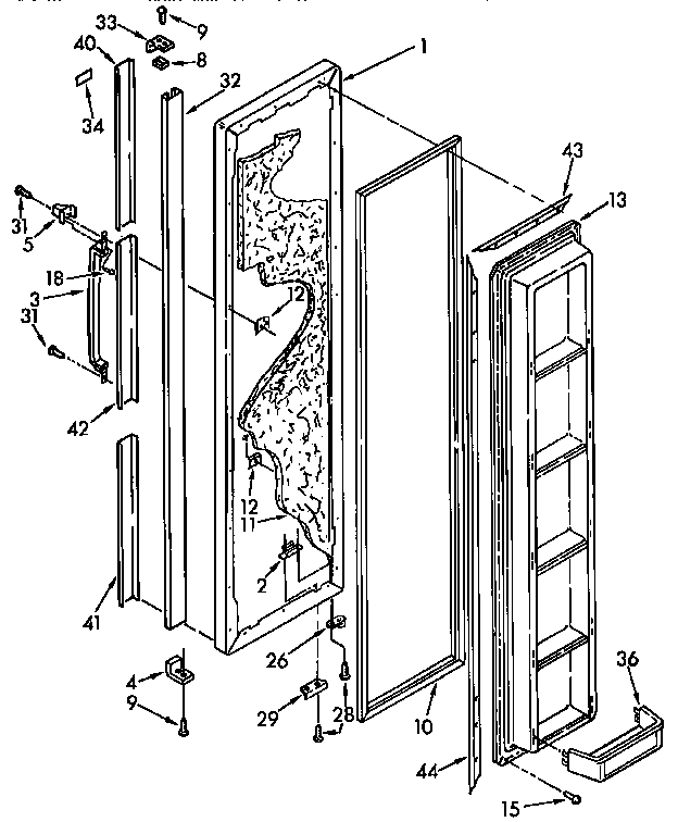 Kenmore 1069432481 freezer door parts diagram