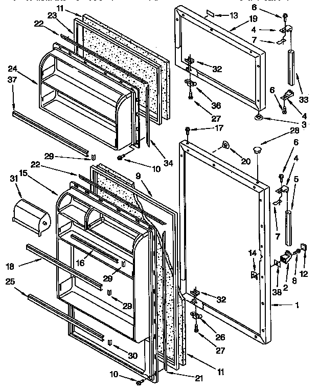 Kenmore 1069334381 door parts diagram