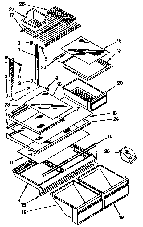 Kenmore 1069730511 shelf parts diagram
