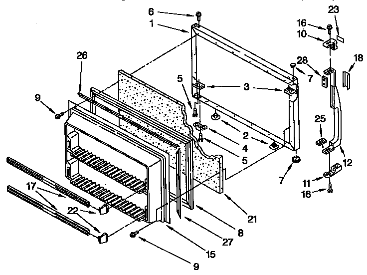 Kenmore 1069730511 freezer door parts diagram