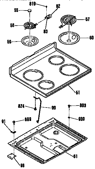 Kenmore 9119382893 main top section diagram