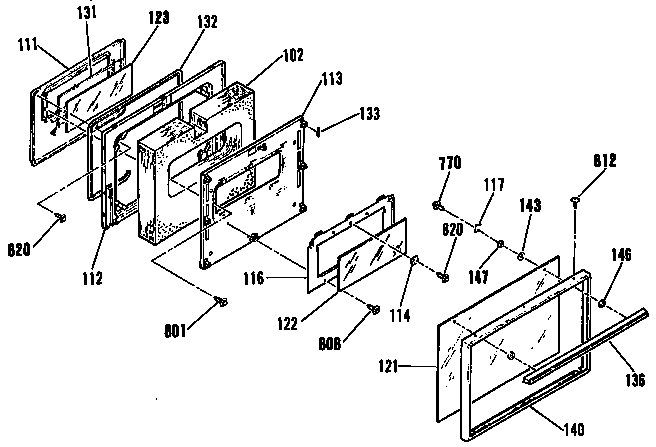 Kenmore 9119382893 oven door section diagram