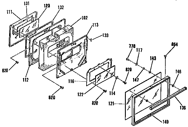 Kenmore 9114553591 oven door section diagram