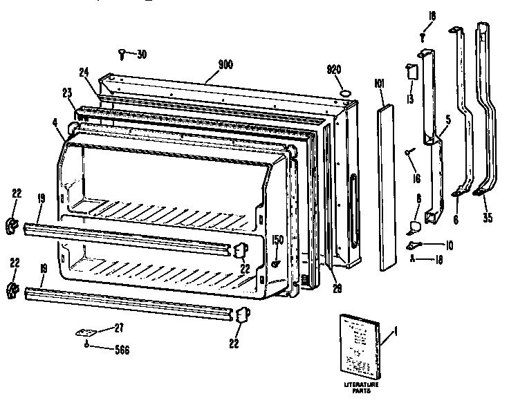 Kenmore 3639636561 freezer door diagram