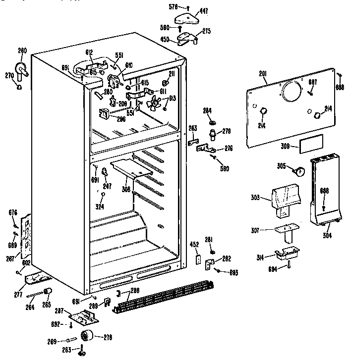 Kenmore 3639636561 cabinet parts diagram