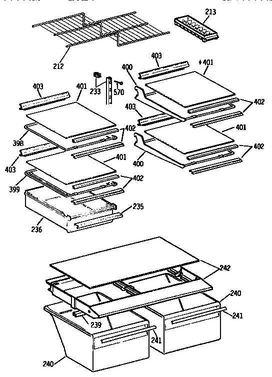 Kenmore 3639636561 shelf parts diagram