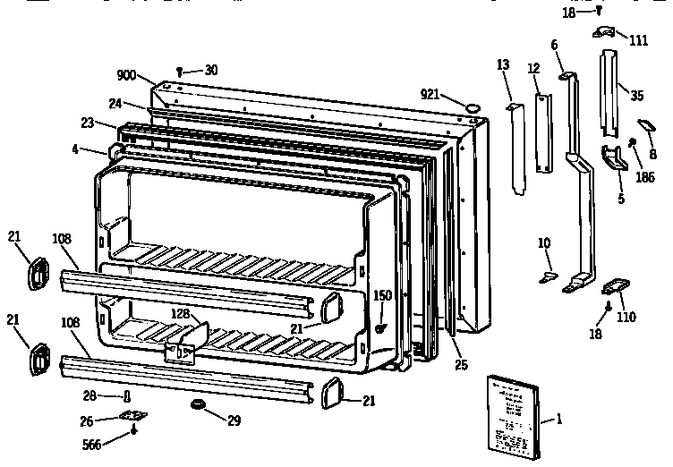 Kenmore 3639671785 freezer door diagram