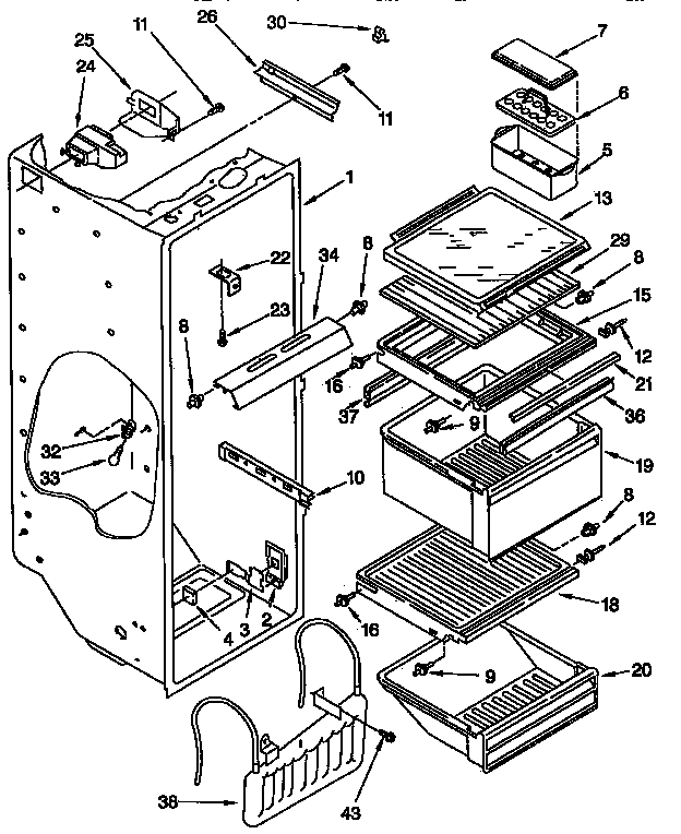 Kenmore 1069542820 refrigerator liner parts diagram