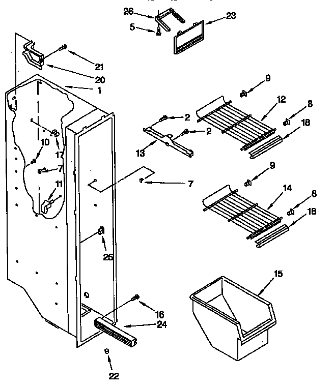 Kenmore 1069542820 freezer liner parts diagram