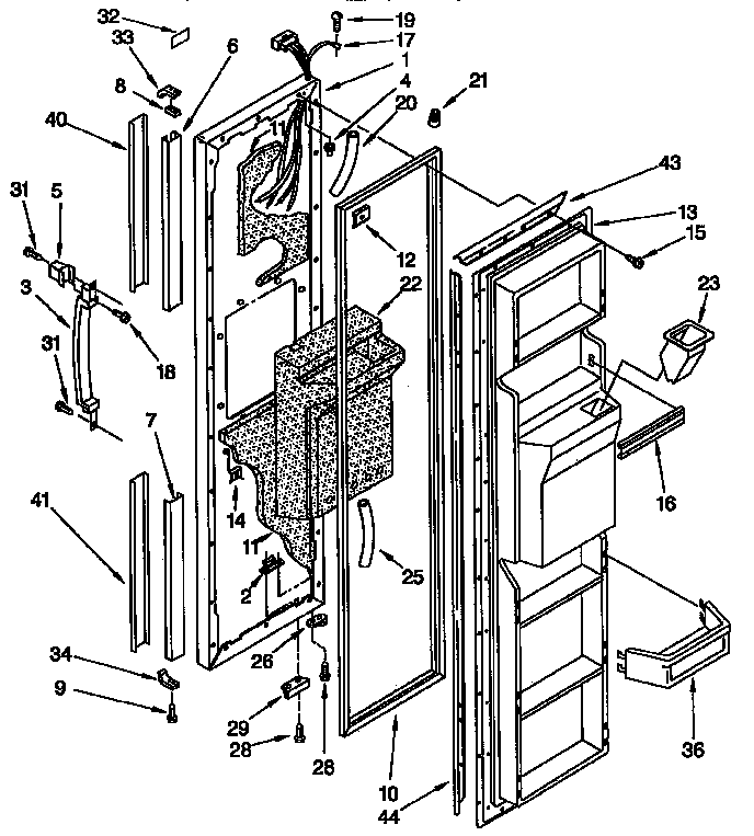 Kenmore 1069542820 freezer door parts diagram