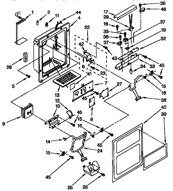 Kenmore 1069542820 dispenser front parts diagram