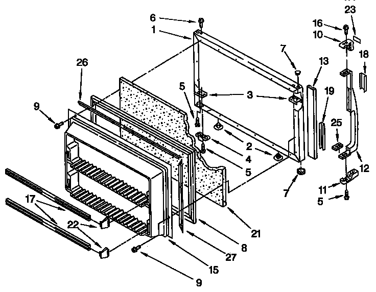 Kenmore 1069730611 freezer door parts diagram