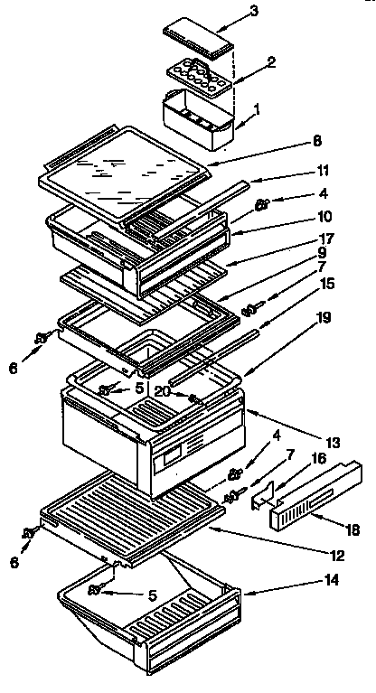 Kenmore 1069547620 refrigerator shelf parts diagram