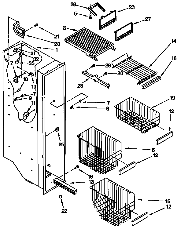 Kenmore 1069547620 freezer liner parts diagram