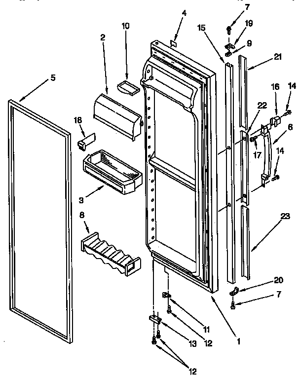 Kenmore 1069547620 refrigerator door parts diagram