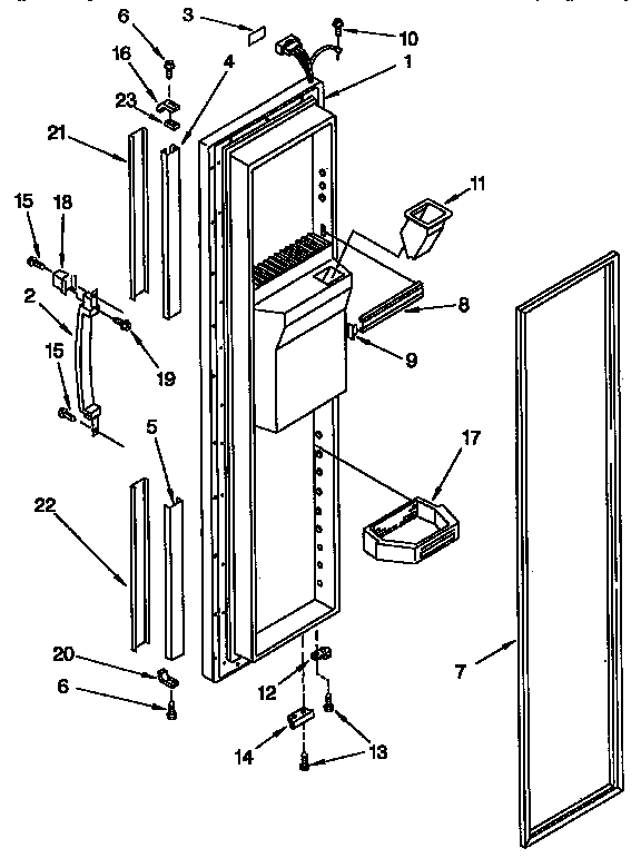 Kenmore 1069547620 freezer door parts diagram