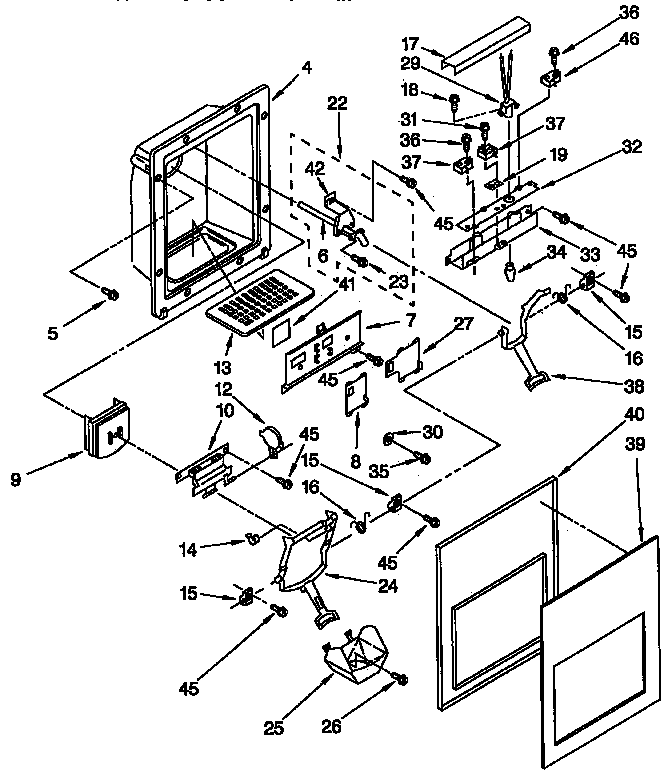 Kenmore 1069547620 dispenser front parts diagram