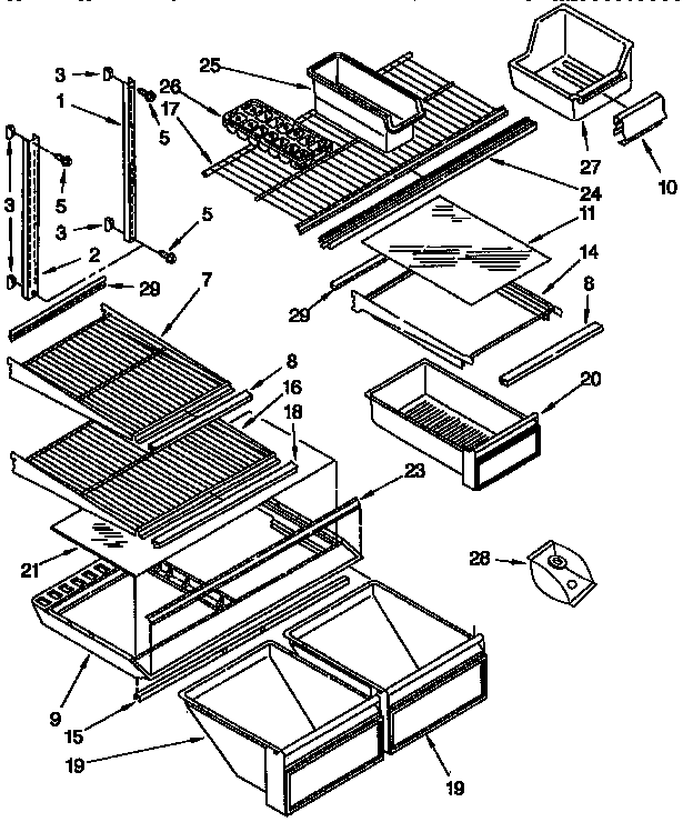 Kenmore 1069738311 shelf parts diagram