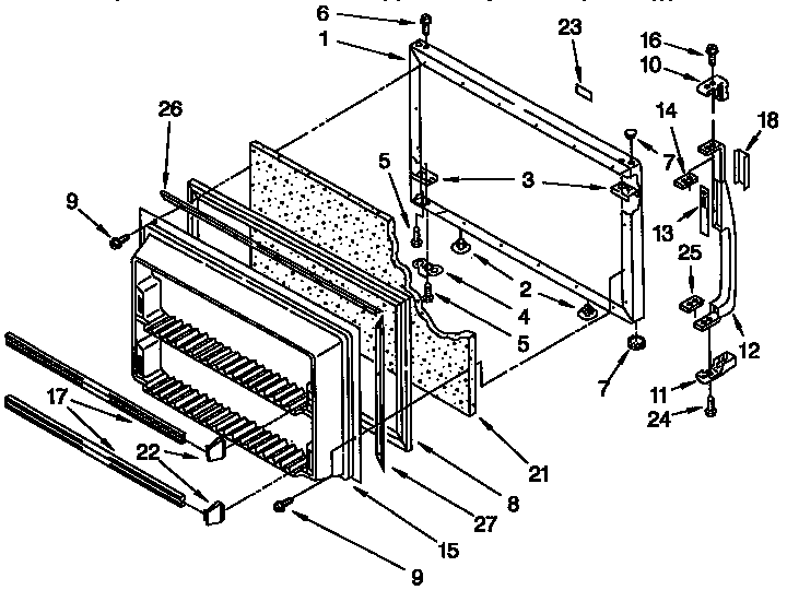 Kenmore 1069738311 freezer door parts diagram