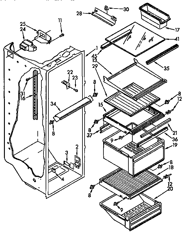 Kenmore 1069532411 refrigerator liner parts diagram