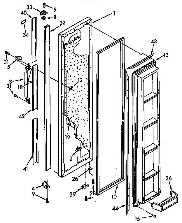 Kenmore 1069532411 freezer door parts diagram
