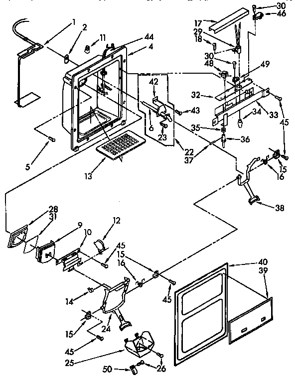 Kenmore 1069532581 dispenser front parts diagram