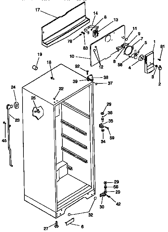 Kenmore 2539345380 cabinet parts diagram