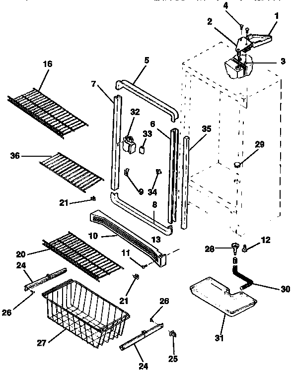 Kenmore 2539235784 cabinet parts diagram