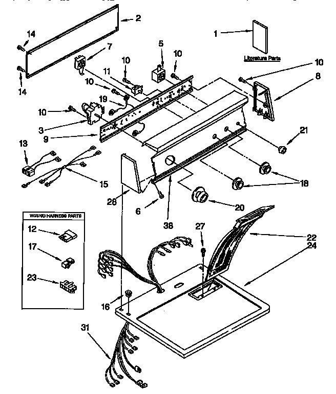 Kenmore 11097577200 top and console parts diagram